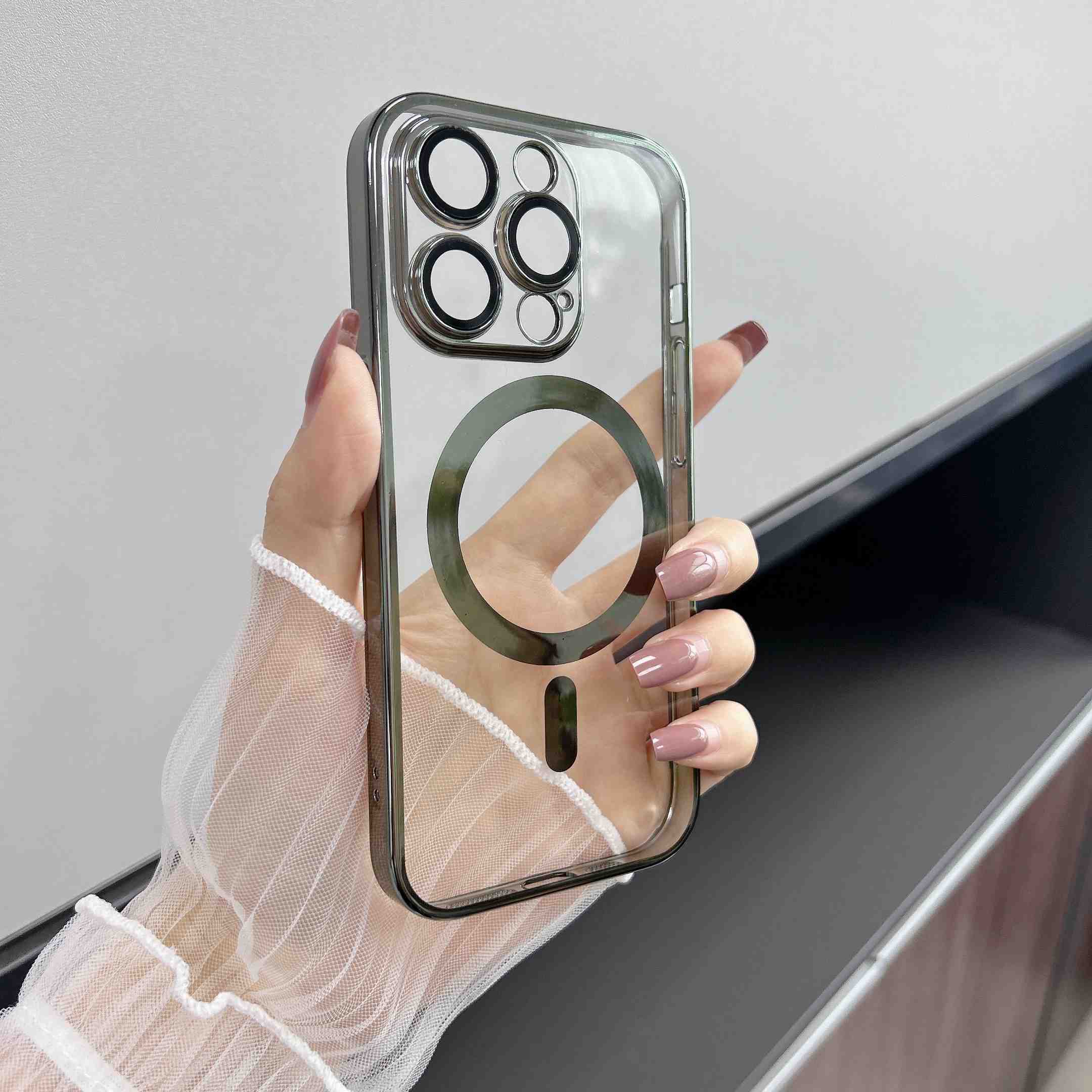 Electroplation estuche de teléfonos móviles magnéticos